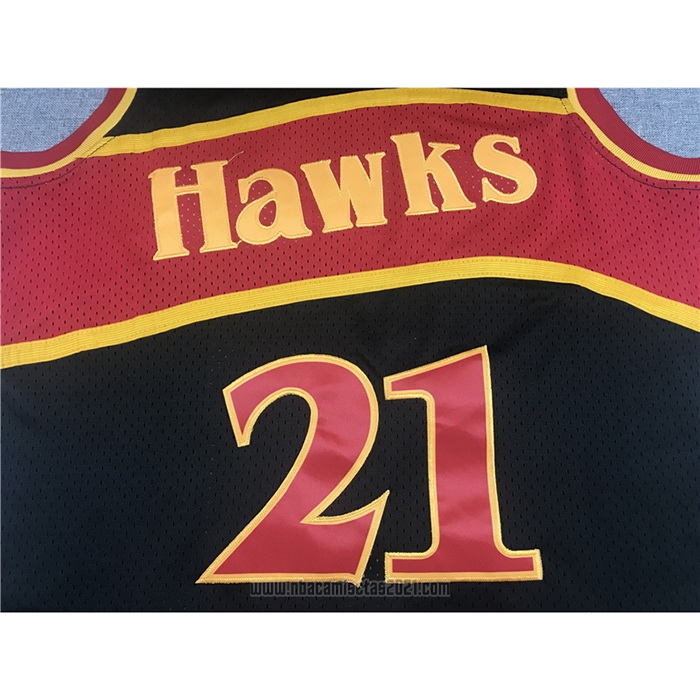 Camiseta Atlanta Hawks Dominique Wilkins #21 Mitchell & Ness 1986-87 Negro
